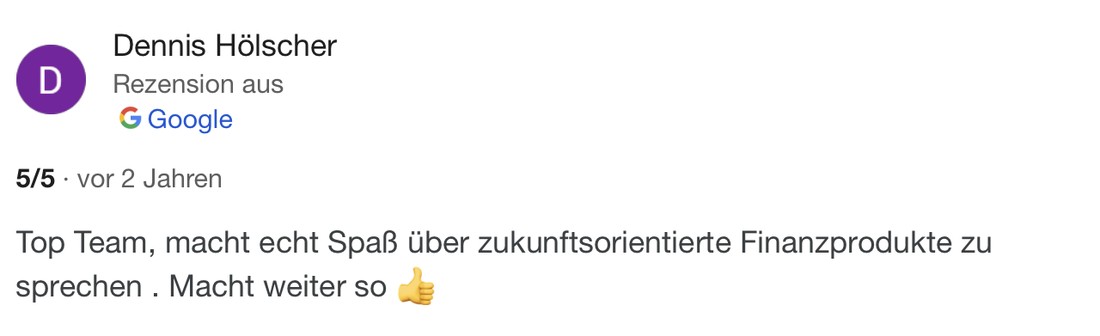 Google-Rezension von Dennis Hölscher, Mitarbeiter, 5 von 5 Sternen