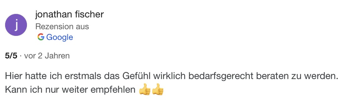 Google-Rezension von Jonathan Fischer, 5 von 5 Sternen